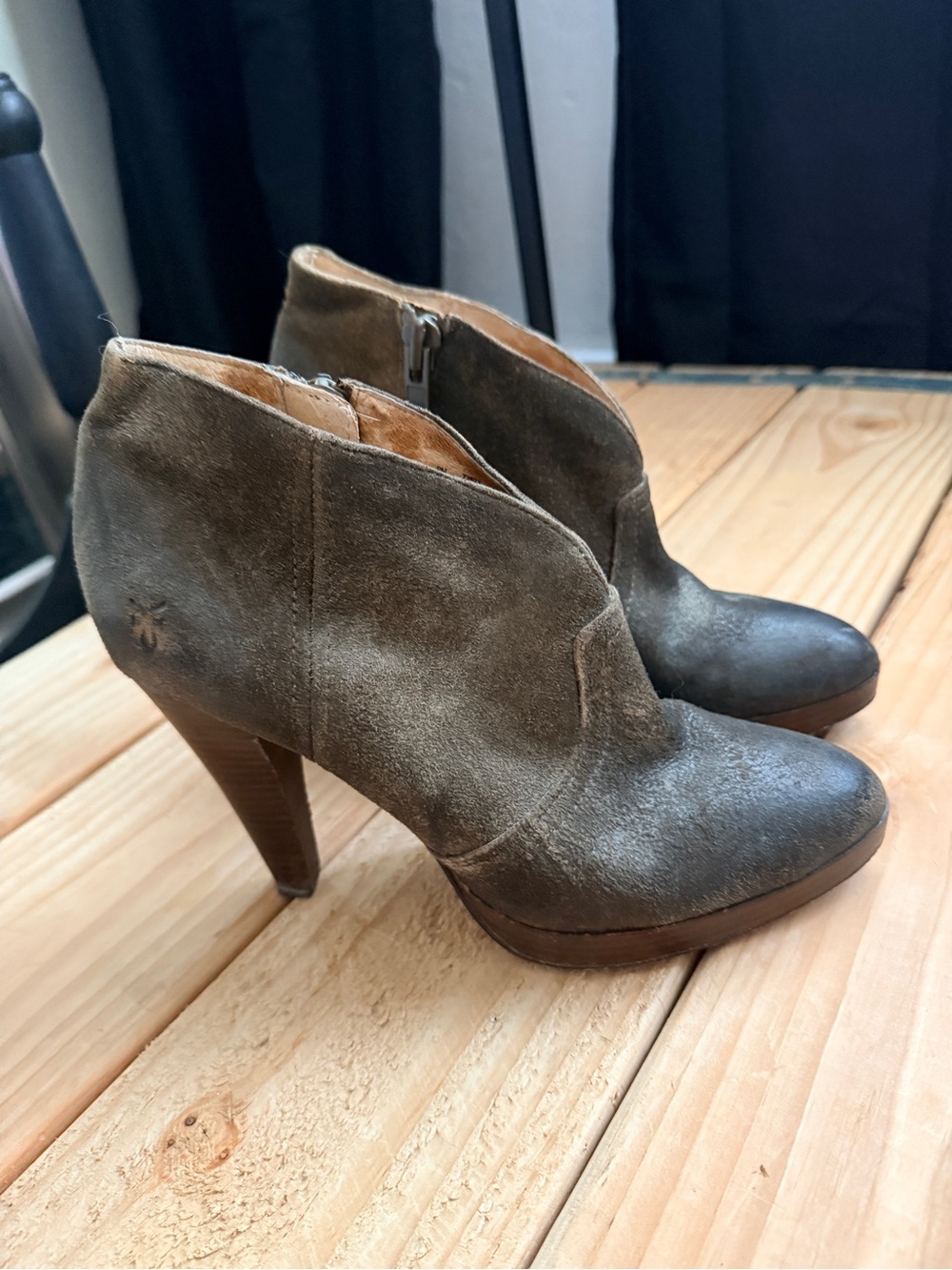 Frye | Harlow Ankle Bootie |Women's Suede High Heel Ankle Boot in Brown